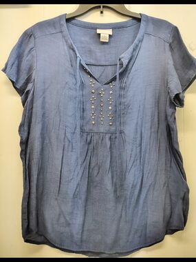 Liz Claiborne Embellished Tunic Top Size L